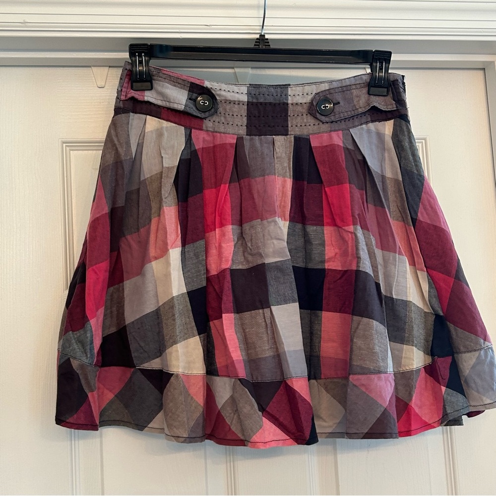 Max Rave Plaid Flared Mini Skirt Size 9